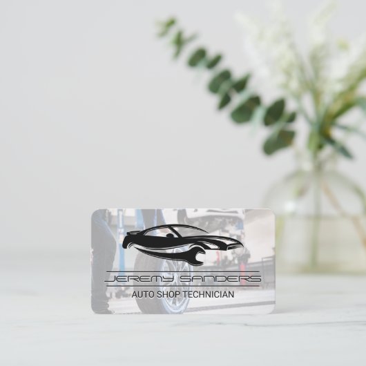 自動ガレージ |自動車修理サービス 名刺 (スタンド正面)