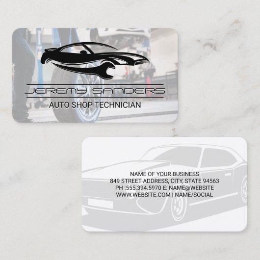 自動ガレージ |自動車修理サービス 名刺 (正面/裏面)