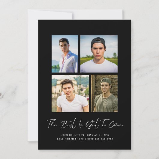 自動グラフ化スナップショット | 5写真卒業パーティー 招待状 (裏面)