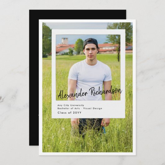 自動グラフ化スナップショット | 5写真卒業パーティー 招待状 (正面/裏面)