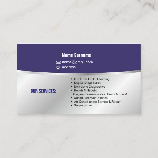 自動サービスのための名刺 名刺 (裏面)