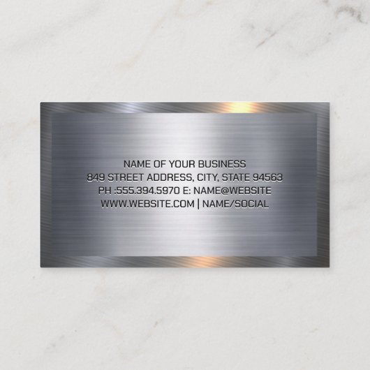 自動サービスアイコン |金属の背景 名刺 (裏面)