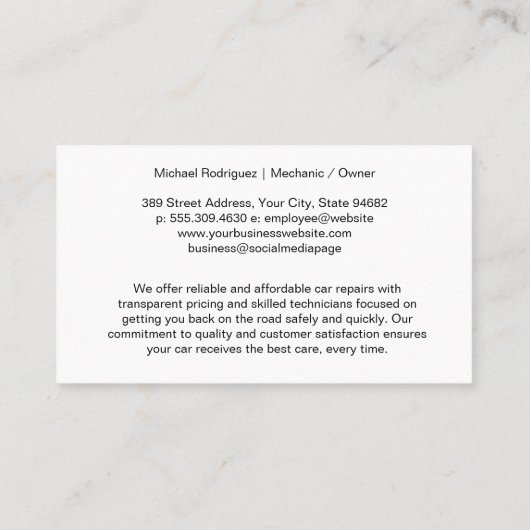 自動サービスバッジ | 金ゴールド金属スタイル 名刺 (裏面)