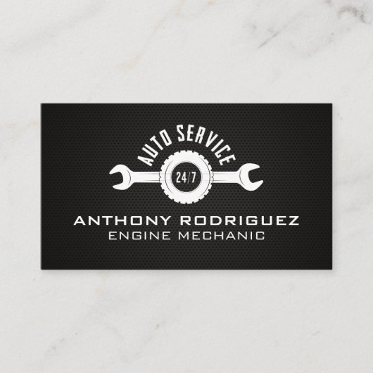 自動サービスレンチのロゴ | 炭素繊維 名刺 (正面)