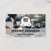 自動サービスロゴ |エンジンの作業 |整備士 名刺 (正面)