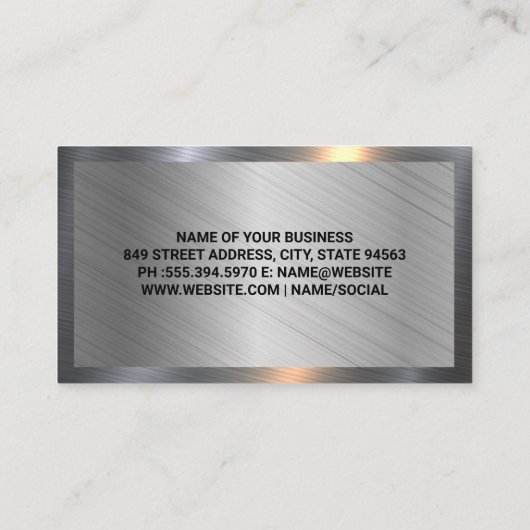 自動サービス修復 |金属の背景 名刺 (裏面)