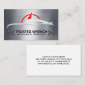 自動サービス |レンチ |金属の背景 名刺 (正面/裏面)