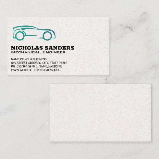 自動サービス | 定型化された車のロゴ | 整備士 名刺 (正面/裏面)