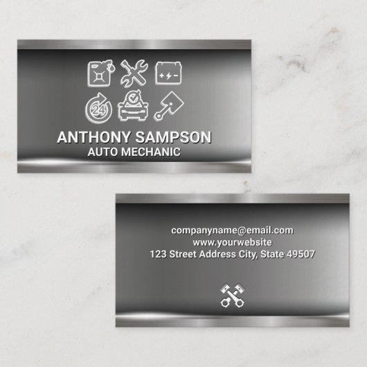 自動サービス | 整備士と保守 名刺 (正面/裏面)