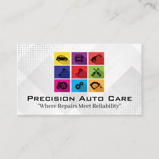 自動サー気にビス | アイコンカラフルの修復 名刺 (正面)