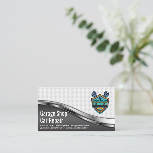 自動ショップ | 自動車修理 | 整備士 名刺 (スタンド正面)