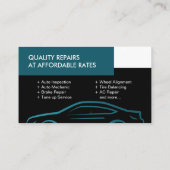 自動シルエット – 自動車整備士-ティール(緑がかった色) 名刺 (裏面)