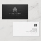 自動タイヤサービスホイールアイコンダークブラシ仕上げメタル 名刺 (正面/裏面)
