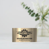 自動テックレンチ | 金ゴールド金属 名刺 (スタンド正面)