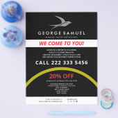 自動ディテリング | Car Repair Shop 飛んでいる Bird Logo チラシ (シングル)