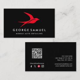 自動ディテリング | Car Repair Shop 飛んでいる Bird Logo 名刺