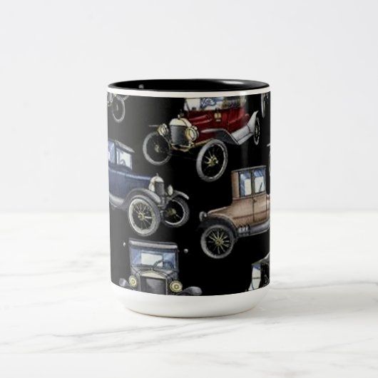 自動ノスタルジアクラシックな車のコーヒー・マグ ツートーンマグカップ (中央)