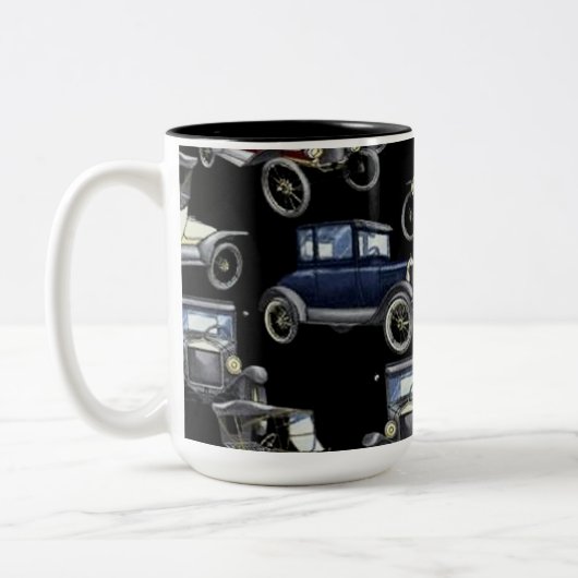 自動ノスタルジアクラシックな車のコーヒー・マグ ツートーンマグカップ (左)