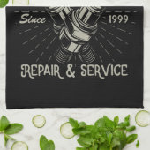 自動パーソナライズされた整備士ガレージレトロスパークプラグ キッチンタオル (折り畳み)