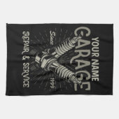 自動パーソナライズされた整備士ガレージレトロスパークプラグ キッチンタオル (横)