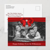 自動ブラックとホワイトのフォトレッドリボンダイヤモンド ポストカード (正面/裏面)