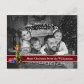 自動ブラックと白のクリスマスフォトとおもしろい小妖精や小人 ポストカード (正面)