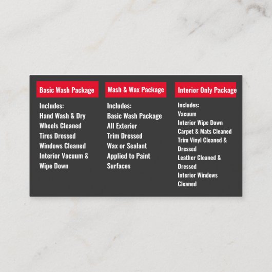 自動モダン詳細洗車暗エレガント色 名刺 (裏面)