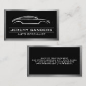 自動モダン車ロゴ | メタリックシ縁どン 名刺 (正面/裏面)