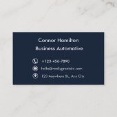 自動モダン車気に修理のメンテナンスDark Blue 名刺 (裏面)