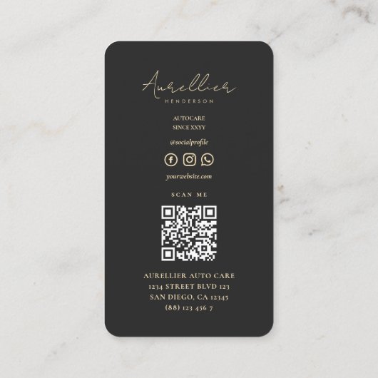 自動モダン黒気に車の運転者修理 名刺 (裏面)