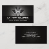 自動レンチのロゴ | 金属炭素繊維 名刺 (正面/裏面)