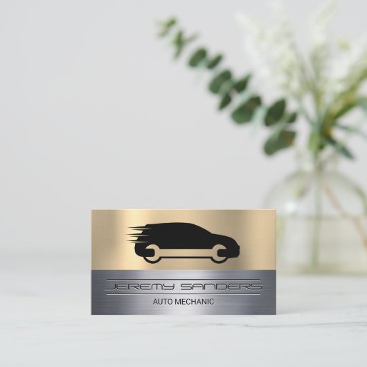 自動レンチロゴ |整備士名刺 名刺 (スタンド正面)