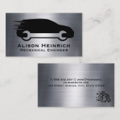 自動レンチロゴ |金属の背景 名刺 (正面/裏面)