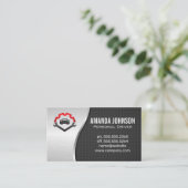 自動レンチ整備士ロゴ | メタリック 名刺 (スタンド正面)