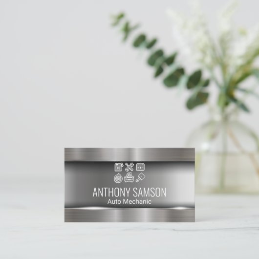 自動ロゴアイコン | 整備士車修理 名刺 (スタンド正面)