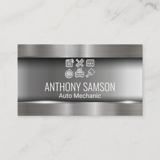 自動ロゴアイコン | 整備士車修理 名刺 (正面)