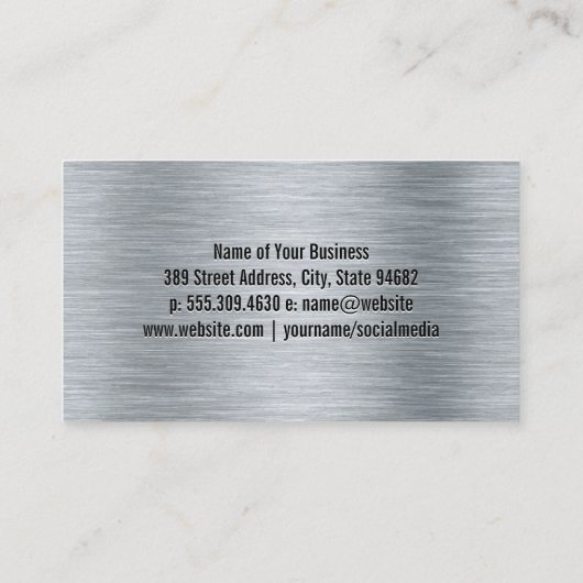 自動ロゴ | メタリックブラシ付き背景 名刺 (裏面)