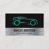 自動ロゴ | メタリックブラシ付き背景 名刺 (正面)