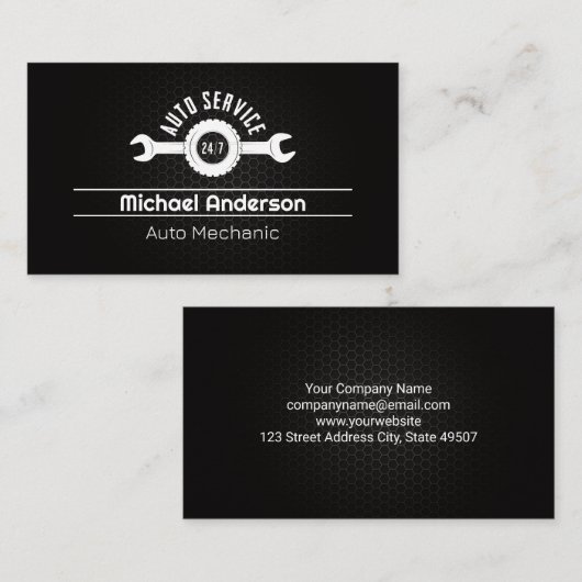 自動ロゴ | 自動車サービス整備士技術者 名刺 (正面/裏面)