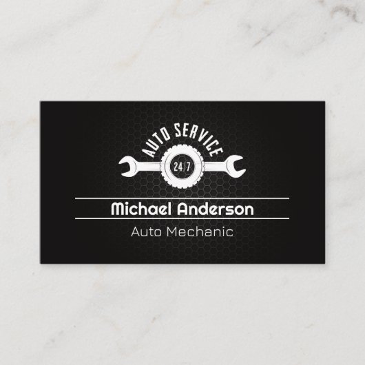 自動ロゴ | 自動車サービス整備士技術者 名刺 (正面)