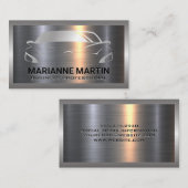 自動ロゴ | 金属アルミニウムシルバーブラシ 名刺 (正面/裏面)