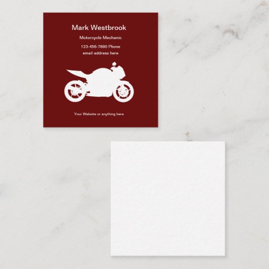 自動二輪車クール整備士 スクエア名刺 (正面/裏面)