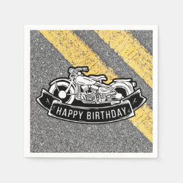 自動二輪車バイクもしくは自転車に乗る人ハッピーバースデーパーティーサービング スタンダードカクテルナプキン