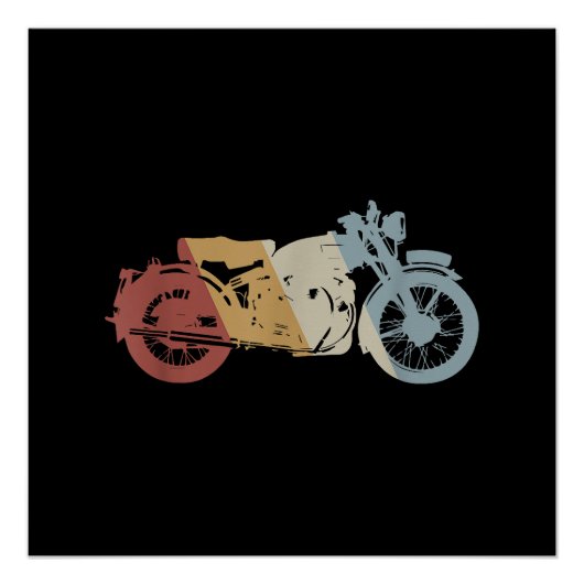 自動二輪車レトロスタイルヴィンテージ ポスター (正面)
