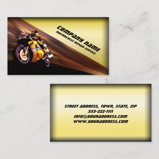 自動二輪車修理サービスイエロービジネスカード 名刺 (正面/裏面)