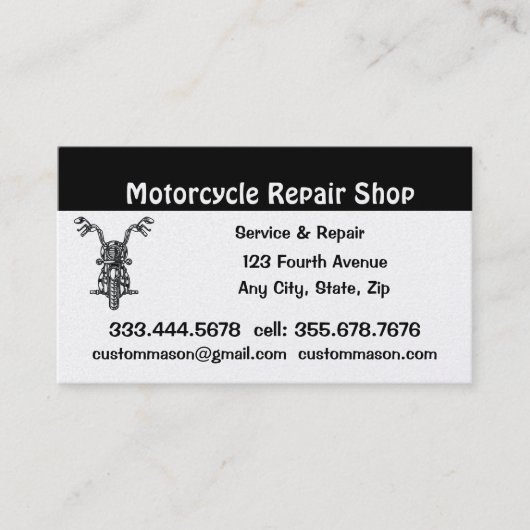 自動二輪車修理&サービスショップビジネスカード 名刺 (正面)