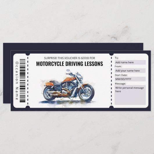 自動二輪車運転教習券 招待状 (正面/裏面)