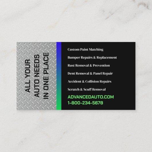 自動体カスタム作業絵を描車の詳細衝突 名刺 (裏面)