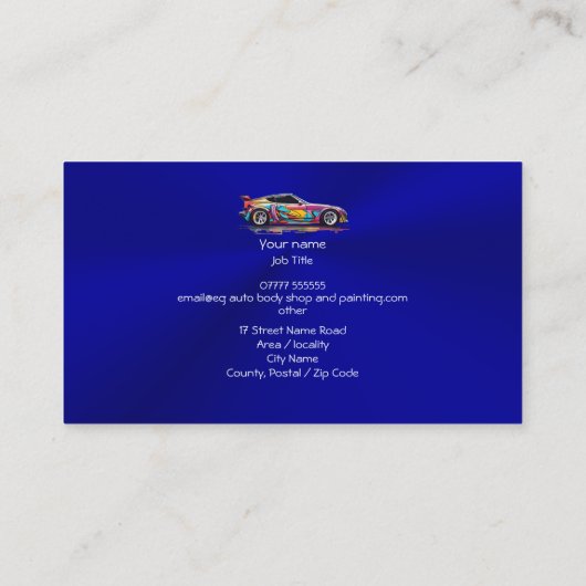 自動体ショップと絵を描精度 名刺 (裏面)