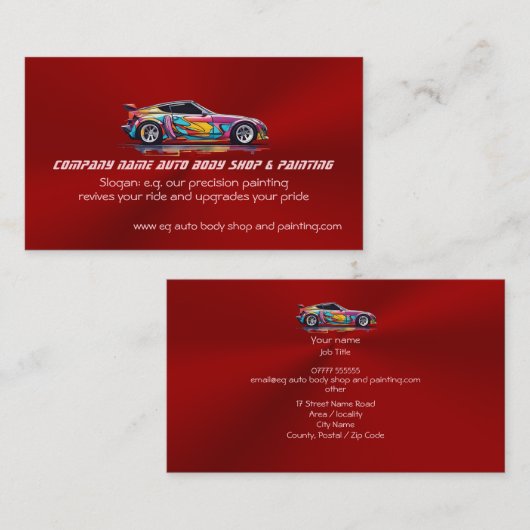 自動体ショップと絵画精度 名刺 (正面/裏面)